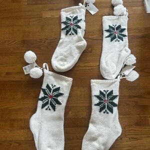 Hearth & Hand with Magnolia White Knit Christmas Stocking with Snowflakes